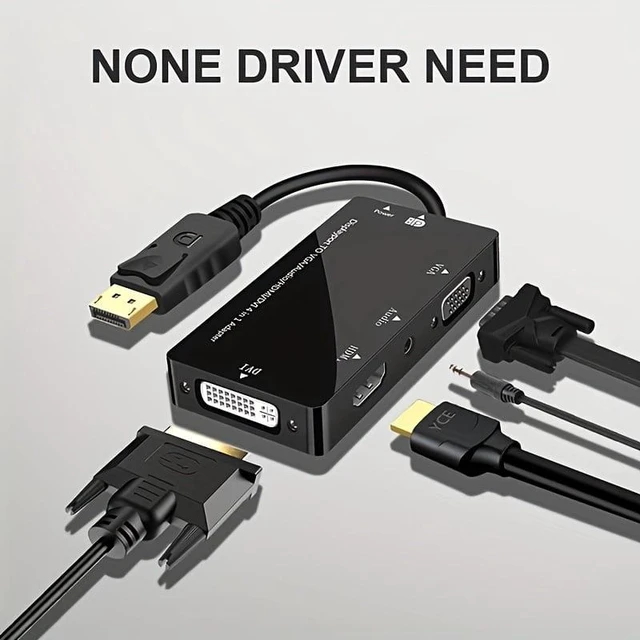 Alt view image 3 of 7 - Display port DP To 1080P 4K HDMI DVI VGA AudioJack AV Adapter Converter Hub Cable