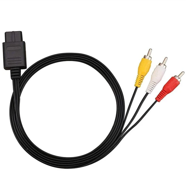 Alt view image 2 of 7 - N64 Gamecube AV Cable RCA Video, 6FT Multi Out, Composite stereo audio cord, 3 color-coded plugs, Plug-and-play TV hookup, Retro gaming replacement for Super Nintendo 64 SNES