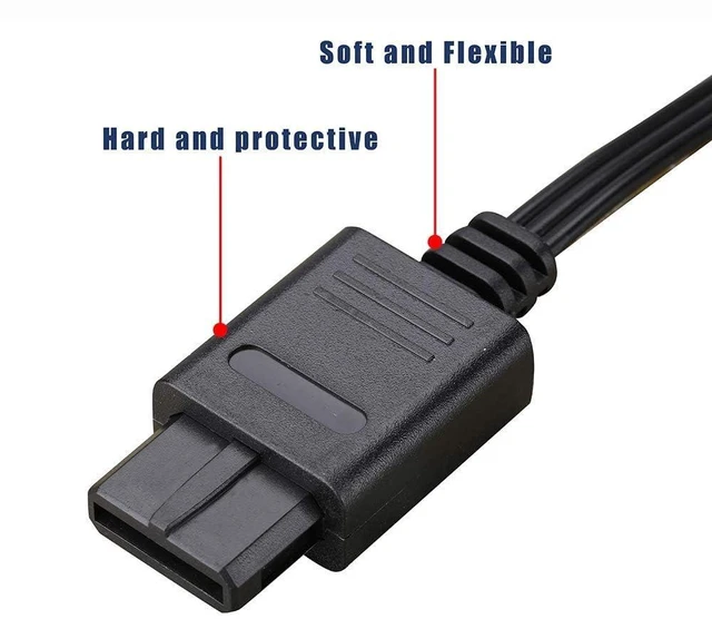 Alt view image 4 of 7 - N64 Gamecube AV Cable RCA Video, 6FT Multi Out, Composite stereo audio cord, 3 color-coded plugs, Plug-and-play TV hookup, Retro gaming replacement for Super Nintendo 64 SNES