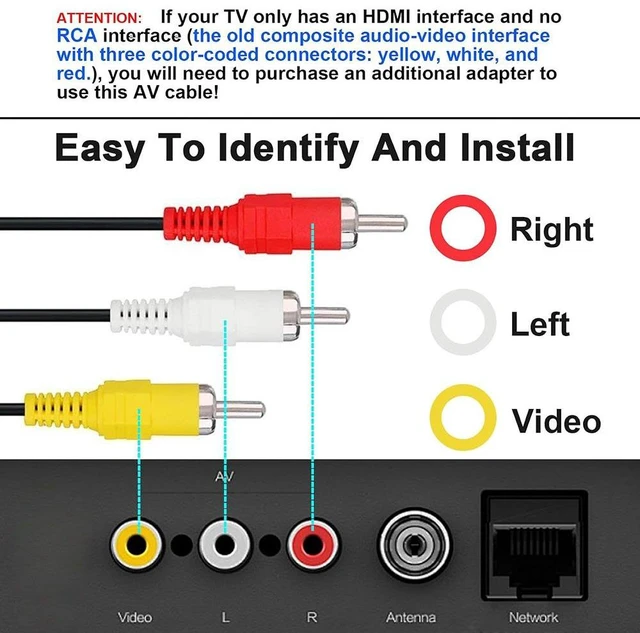 Alt view image 7 of 7 - N64 Gamecube AV Cable RCA Video, 6FT Multi Out, Composite stereo audio cord, 3 color-coded plugs, Plug-and-play TV hookup, Retro gaming replacement for Super Nintendo 64 SNES