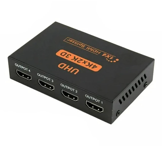 Main image of 4K HDMI Splitter 1 in 4 Out, HDMI Video Distributor 1X4 Mirror Duplicate 1 Source to 4 Displays, Not for Extended, Support 1080P@60Hz, 3D, PS5, HDTV