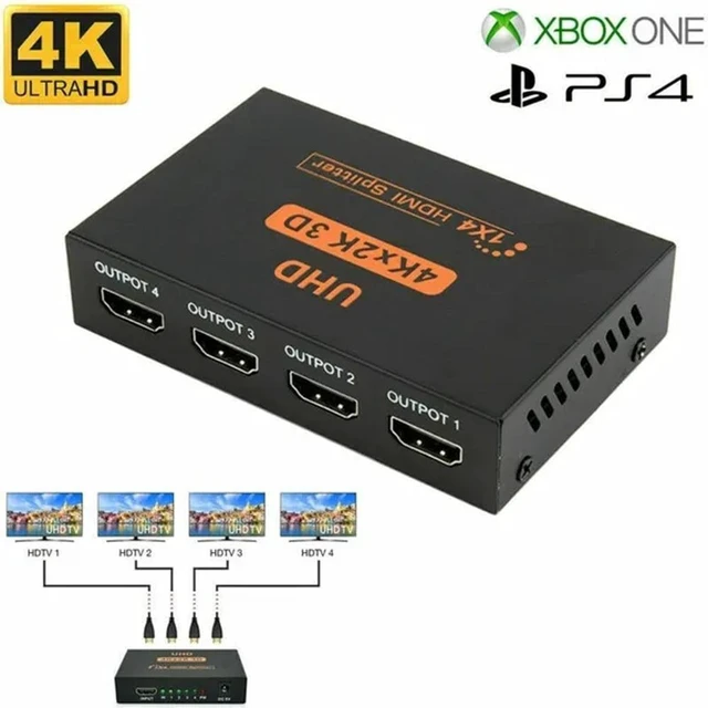 Alt view image 2 of 6 - 4K HDMI Splitter 1 in 4 Out, HDMI Video Distributor 1X4 Mirror Duplicate 1 Source to 4 Displays, Not for Extended, Support 1080P@60Hz, 3D, PS5, HDTV