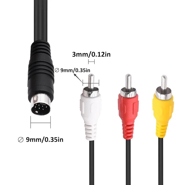 Alt view image 3 of 7 - S-Video 7Pin to 3 RCA AV Composite Video Cable Adapter, Mini Din 7Pin Svideo Male to 3 RCA Male,Transfer Converter Cord,for DVD HDTV Video PC Projector