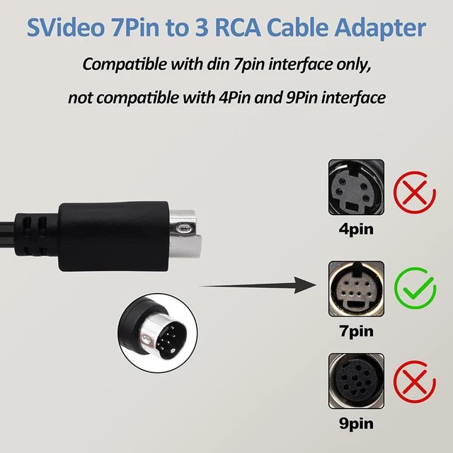 Alt view image 5 of 7 - S-Video 7Pin to 3 RCA AV Composite Video Cable Adapter, Mini Din 7Pin Svideo Male to 3 RCA Male,Transfer Converter Cord,for DVD HDTV Video PC Projector