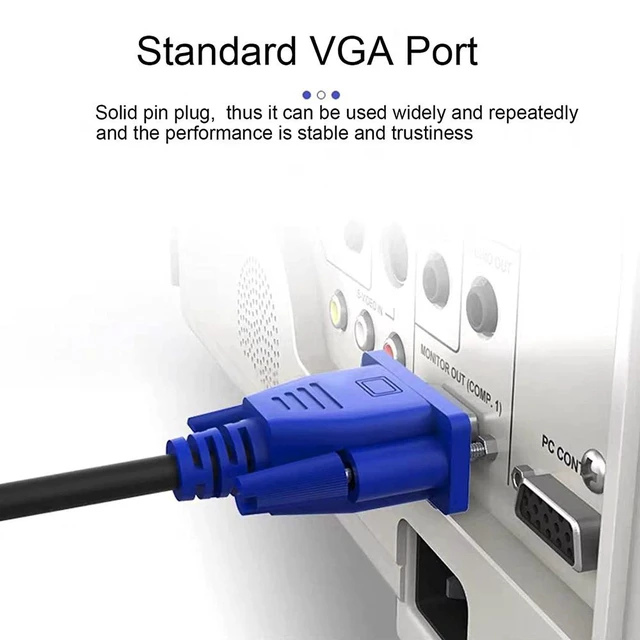 Alt view image 5 of 7 - VGA Cable 5 Feet, 15 Pin DB15 1080P@60Hz Full HD Gold-Plated Shielded VGA, High Resolution VGA Male to Male Monitor Computer Adapter Cord, for TV Computer Projector-Blue