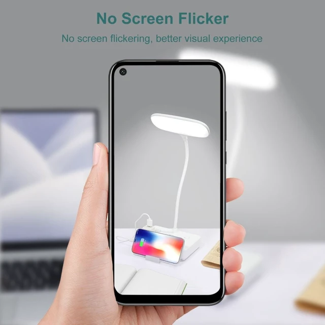 Alt view image 6 of 7 - Flexible Dimmable LED Desk Lamp Surge Power Strip, 4 AC Outlets 2 USB Ports, 3 Light Modes with Detachable Phone Stand,White