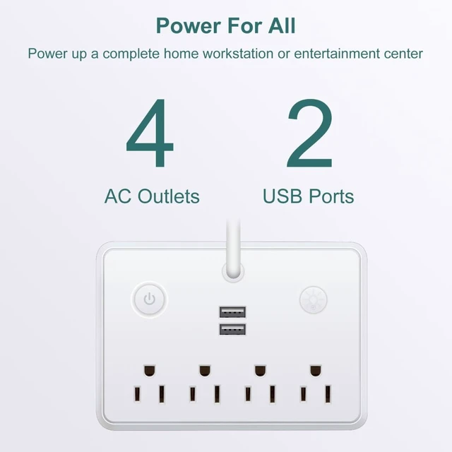 Alt view image 2 of 7 - Flexible Dimmable LED Desk Lamp Surge Power Strip, 4 AC Outlets 2 USB Ports, 3 Light Modes with Detachable Phone Stand,White