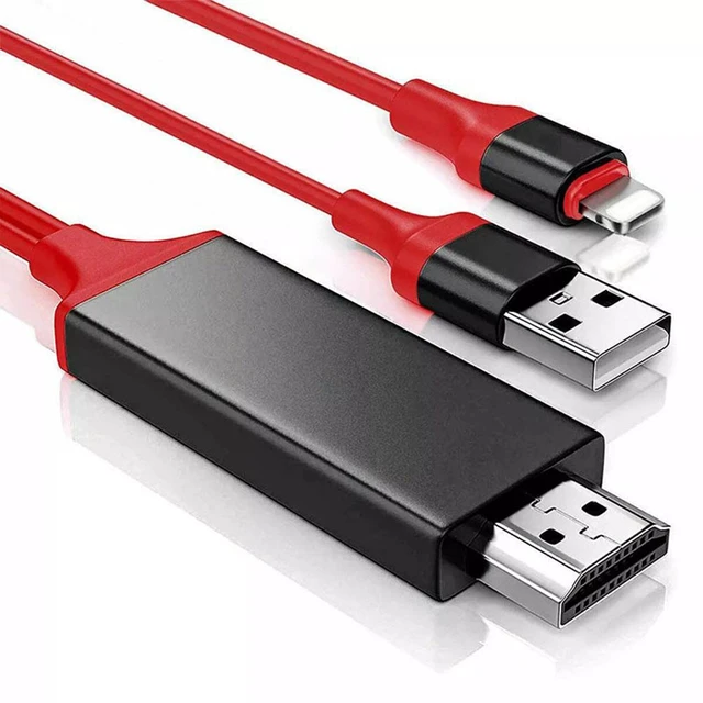 Alt view image 2 of 7 - HDMI HD Cable, 6.6ft Hdtv Mirroring Cable Adapter for iPhone Digital AV Adapter 1080P HD Video Sync Screen Connector iPhone to HDMI for TV Projector Monitor