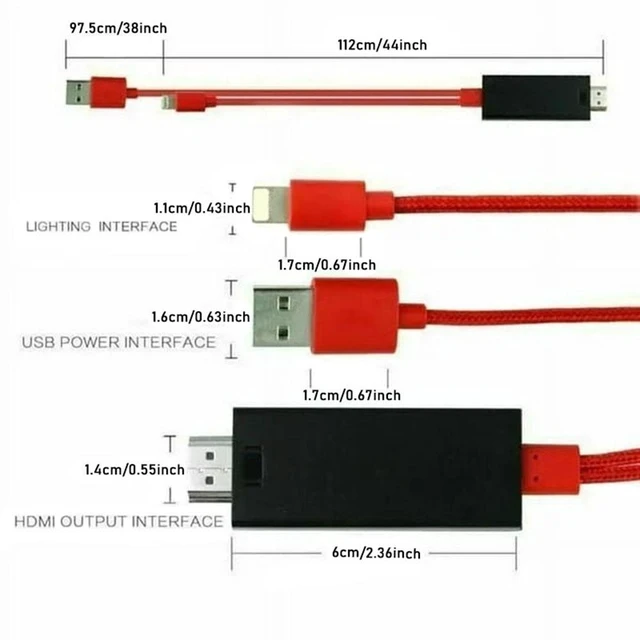 Alt view image 4 of 7 - HDMI HD Cable, 6.6ft Hdtv Mirroring Cable Adapter for iPhone Digital AV Adapter 1080P HD Video Sync Screen Connector iPhone to HDMI for TV Projector Monitor