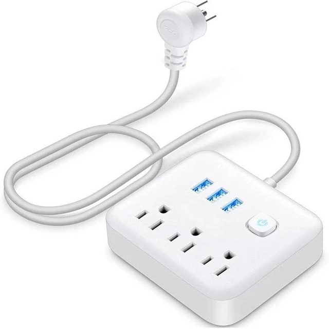 Main image of Surge Protector Power Strip with USB, 4ft, Heavy Duty Extension Cord, 6-in-1, 3 AC Outlets, 3 USB Ports, LED On/Off Switch, Compact & Travel Friendly, Home, Office
