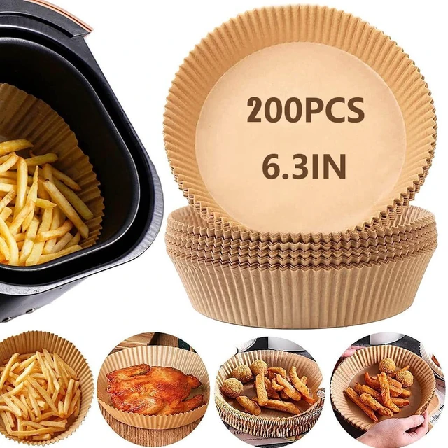 Main image of Air Fryer Disposable Paper Liner, 100 Pcs Round Non-Stick Insert Parchment Paper Liners Air Fryer Oil-proof, Water-proof, Food Grade Parchment Paper for Airfryer Basket, Microwave, Oven, Dryer 200pcs
