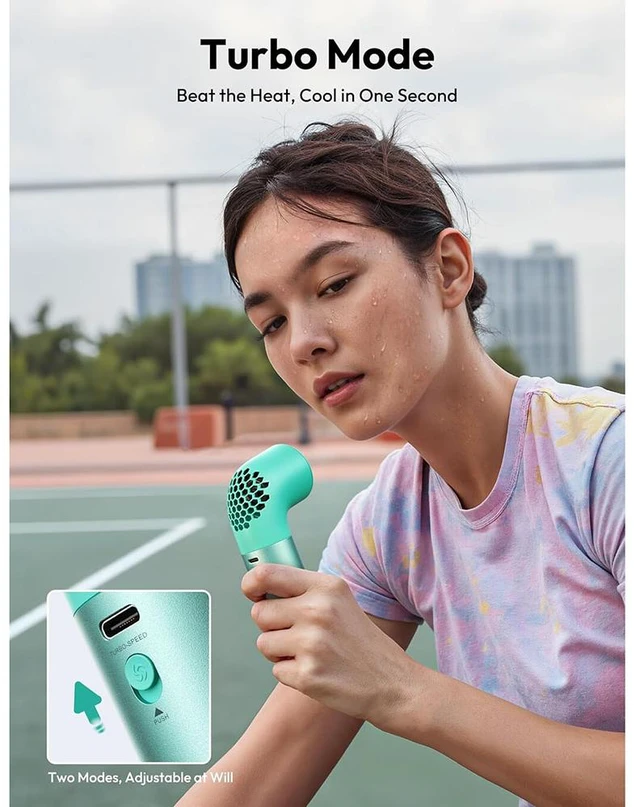 Alt view image 6 of 7 - Portable Handheld Fan, 7 Speeds Aluminum Case Mini Fan, Powerful Turbo 19000 RPM High Speed Aero Ultra, 15H Max Cooling Time, Pocket Rechargeable Personal Small Travel GIfts