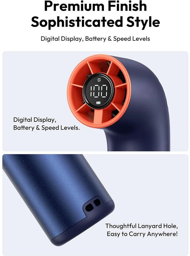 Alt view image 2 of 7 - Portable Handheld Fan, 7 Speeds Aluminum Case Mini Fan, Powerful Turbo 19000 RPM High Speed Aero Ultra, 15H Max Cooling Time, Pocket Rechargeable Personal Small Travel GIfts Blue