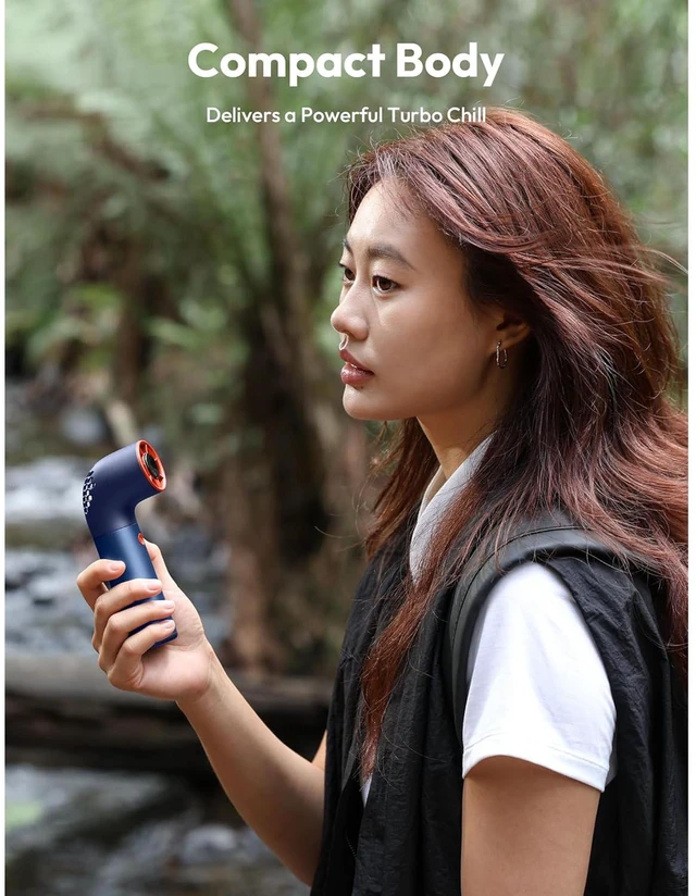Alt view image 6 of 7 - Portable Handheld Fan, 7 Speeds Aluminum Case Mini Fan, Powerful Turbo 19000 RPM High Speed Aero Ultra, 15H Max Cooling Time, Pocket Rechargeable Personal Small Travel GIfts Blue