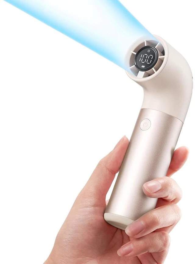 Main image of Portable Aluminum Case Handheld Fan, Powerful Turbo Air Tube Fan, 6 Speeds 19000 RPM High Speed Aero Pro, 15H Max Cooling Time, Mini Pocket Design, for Travel Beach Outdoor Activities Gold