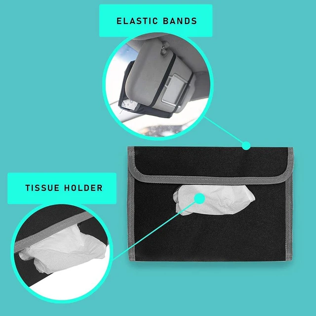 Alt view image 6 of 7 - Car tissue and napkin holder for car Hanging Tissue Holder Holder Reusable Tissue Holder Cloth Tissue Box Cloth Cover Hang Paper Towel Holder Tissue Box Cover Tissue Holder Gray