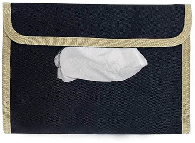 Alt view image 2 of 7 - Car tissue and napkin holder for car Hanging Tissue Holder Holder Reusable Tissue Holder Cloth Tissue Box Cloth Cover Hang Paper Towel Holder Tissue Box Cover Tissue Holder Beige