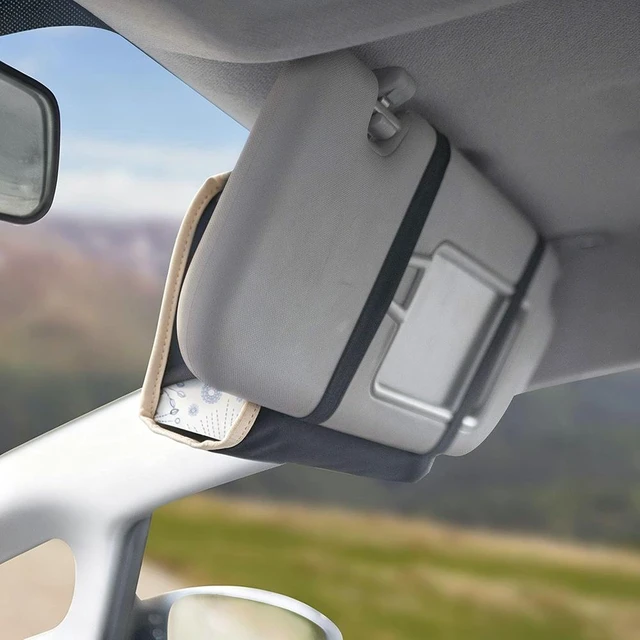 Alt view image 5 of 7 - Car tissue and napkin holder for car Hanging Tissue Holder Holder Reusable Tissue Holder Cloth Tissue Box Cloth Cover Hang Paper Towel Holder Tissue Box Cover Tissue Holder Beige