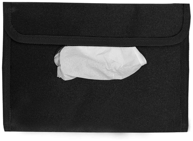 Alt view image 2 of 7 - Car tissue and napkin holder for car Hanging Tissue Holder Holder Reusable Tissue Holder Cloth Tissue Box Cloth Cover Hang Paper Towel Holder Tissue Box Cover Tissue Holder Black