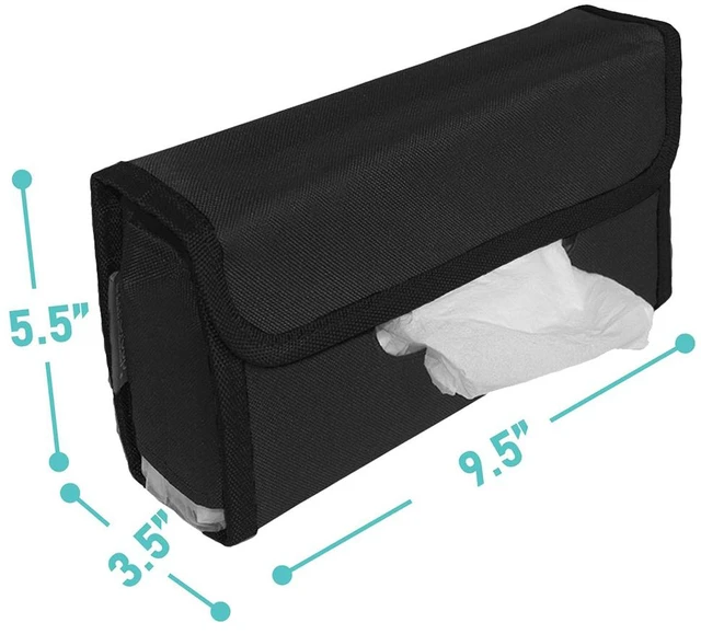 Alt view image 3 of 7 - Car tissue and napkin holder for car Hanging Tissue Holder Holder Reusable Tissue Holder Cloth Tissue Box Cloth Cover Hang Paper Towel Holder Tissue Box Cover Tissue Holder Black