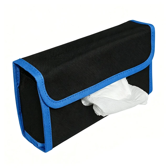Main image of Car tissue and napkin holder for car Hanging Tissue Holder Holder Reusable Tissue Holder Cloth Tissue Box Cloth Cover Hang Paper Towel Holder Tissue Box Cover Tissue Holder Blue