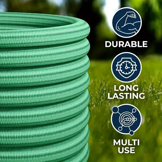 Alt view image 2 of 7 - 75ft Garden Hose with 10 Function Nozzle, Expandable, Lightweight & No-Kink, 3/4 inch Solid Brass Connectors, No-Burst Design for Watering, Washing Car, Green