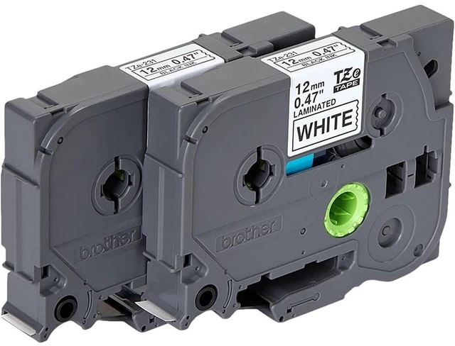 Alt view image 2 of 7 - Brother(TZE2312PK) Black Print on Premium White Laminated Tape for P-touch Label Maker, ½(0.47) x 26.2 ft. (8m) Laminated P-Touch Tape, Black on White (Pack of 2)