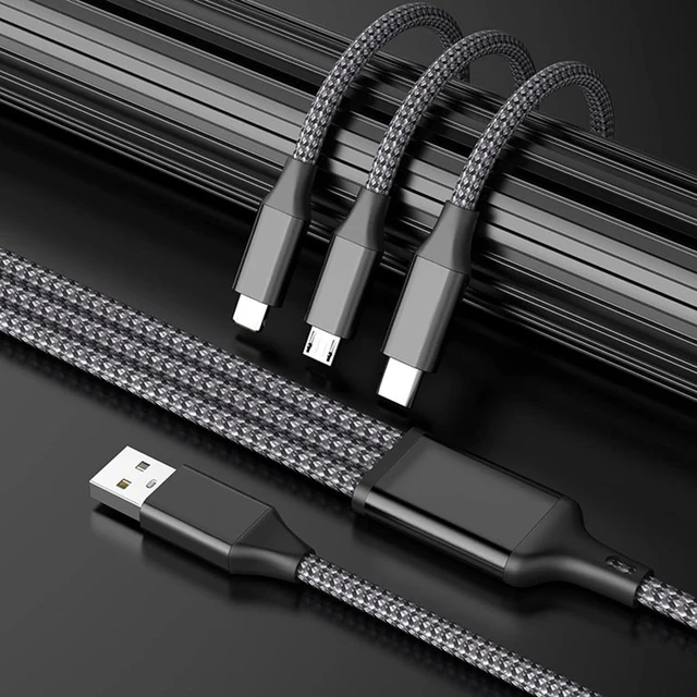 Alt view image 4 of 6 - 3 IN 1 Multi Charging Cable, Phone Chargers for Multiple Devices, 2Pack 4FT USB Cable Charging Cords with Type-C, IP, Micro USB for Android/Office/Home, Car Accessories Travel Essentials