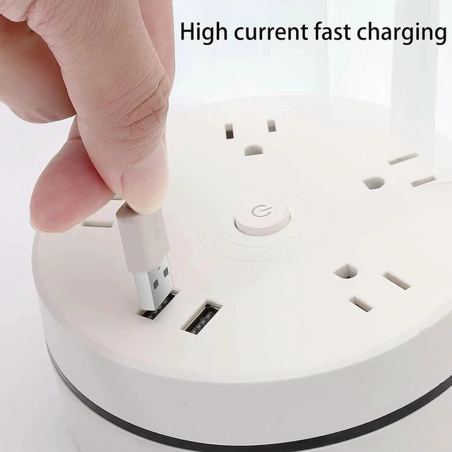 Alt view image 7 of 7 - 6-in-1 Multi-Function Power Strip: 4 AC Outlets + 2 USB Ports, 6-Foot Retractable Power Cord, US-Standard Plug, Portable Travel Power Strip, White