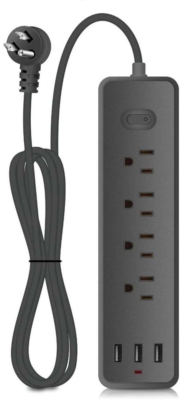 Main image of Surge Protector Power Strip with 4 AC Outlets and 3 USB Ports , 3.9FT Cord Overload Safety Extension Cord , Compact Design for Home,Black