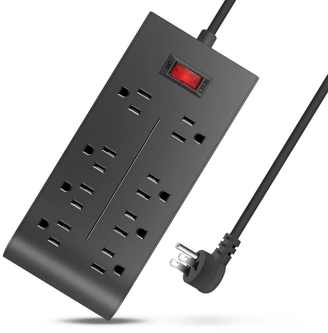 Main image of Surge Protector Power Strip, 8 WideSpaced AC Outlets, Flat Plug Cord, WideSpaced Sockets Adapter, FlameResistant PC Housing, MultiSafety Protection, for Home, Office and DormRoom Charging