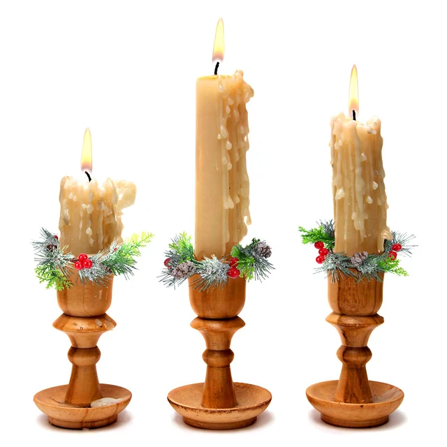 Alt view image 5 of 7 - 6 Pcs 4.7 Inch Christmas Candle Ring Mini Christmas Wreaths, Red | Artificial Berry Candle Rings with Pine, Small Wreaths for Table Centerpiece, Home Cabinets Wedding Christmas Holiday Decor