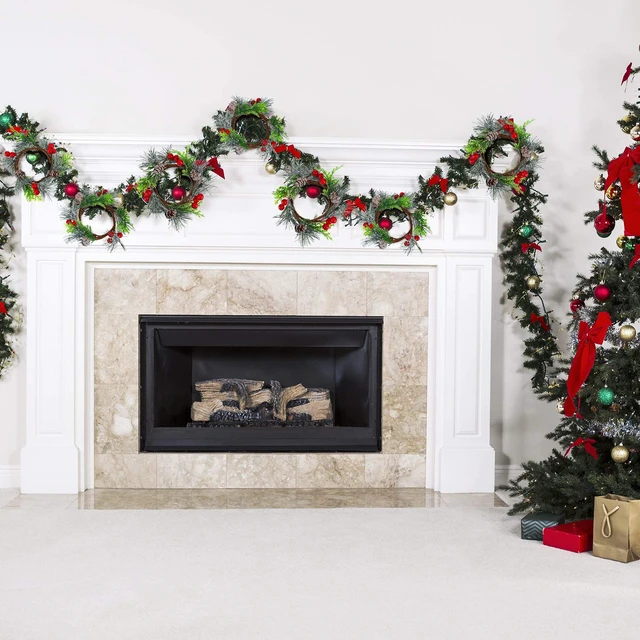 Alt view image 7 of 7 - 6 Pcs 4.7 Inch Christmas Candle Ring Mini Christmas Wreaths, Red | Artificial Berry Candle Rings with Pine, Small Wreaths for Table Centerpiece, Home Cabinets Wedding Christmas Holiday Decor