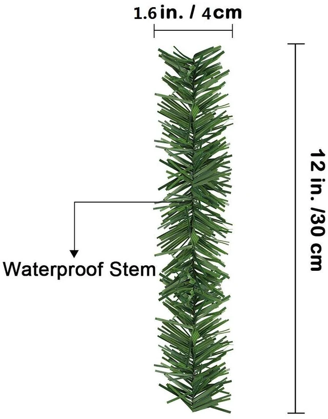 Alt view image 2 of 7 - 24 Pcs Christmas Garland Ties Artificial Pine Needles Santas Factory Christmas Tree Branches Wired Faux Pine Greenery Stems 12"x1.6" in Green for Christmas Decoration Craft Gift Wrapping