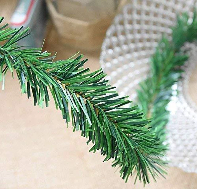 Alt view image 3 of 7 - 24 Pcs Christmas Garland Ties Artificial Pine Needles Santas Factory Christmas Tree Branches Wired Faux Pine Greenery Stems 12"x1.6" in Green for Christmas Decoration Craft Gift Wrapping
