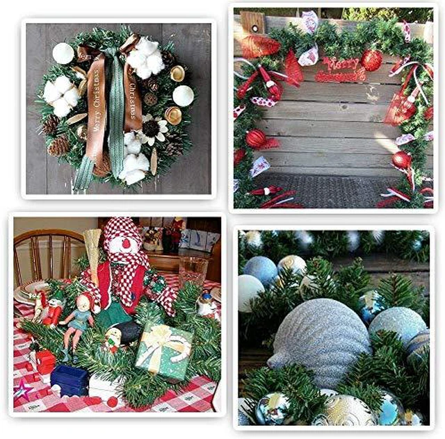 Alt view image 6 of 7 - 24 Pcs Christmas Garland Ties Artificial Pine Needles Santas Factory Christmas Tree Branches Wired Faux Pine Greenery Stems 12"x1.6" in Green for Christmas Decoration Craft Gift Wrapping