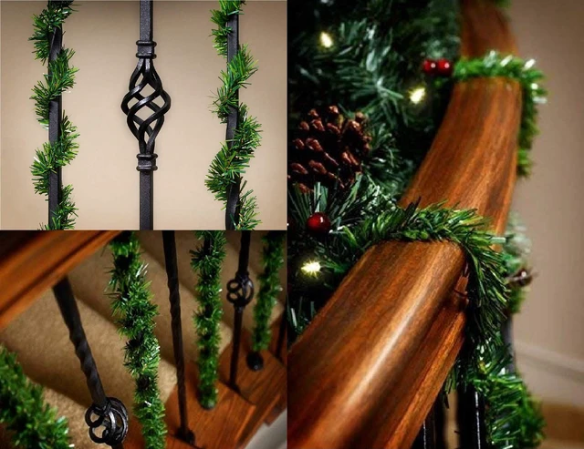 Alt view image 7 of 7 - 24 Pcs Christmas Garland Ties Artificial Pine Needles Santas Factory Christmas Tree Branches Wired Faux Pine Greenery Stems 12"x1.6" in Green for Christmas Decoration Craft Gift Wrapping