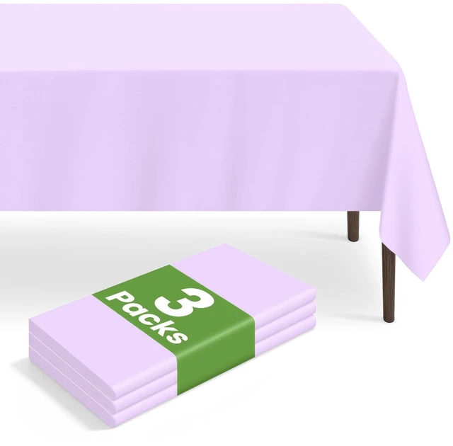 Main image of 3 Pack Disposable Light Purple Tablecloth, Rectangular Lavender Plastic Table Cloths for Parties Disposable, 54x108 in Waterproof Tablecloth for Birthday Party Baby Shower Picnic Valentines
