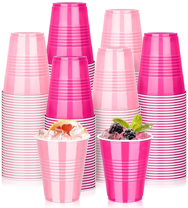 Main image of 50 PCS 12 OZ Plastic Party Cups, Pink and Hot Pink Disposable Cup | Disposable Drinking Cup for Valentine's Galentine's Day Bachelor New Year Wedding Birthday Gathering Festive Celebrations