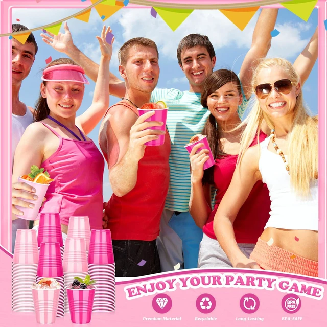 Alt view image 5 of 7 - 50 PCS 12 OZ Plastic Party Cups, Pink and Hot Pink Disposable Cup | Disposable Drinking Cup for Valentine's Galentine's Day Bachelor New Year Wedding Birthday Gathering Festive Celebrations