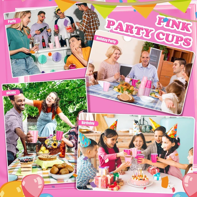 Alt view image 7 of 7 - 50 PCS 12 OZ Plastic Party Cups, Pink and Hot Pink Disposable Cup | Disposable Drinking Cup for Valentine's Galentine's Day Bachelor New Year Wedding Birthday Gathering Festive Celebrations