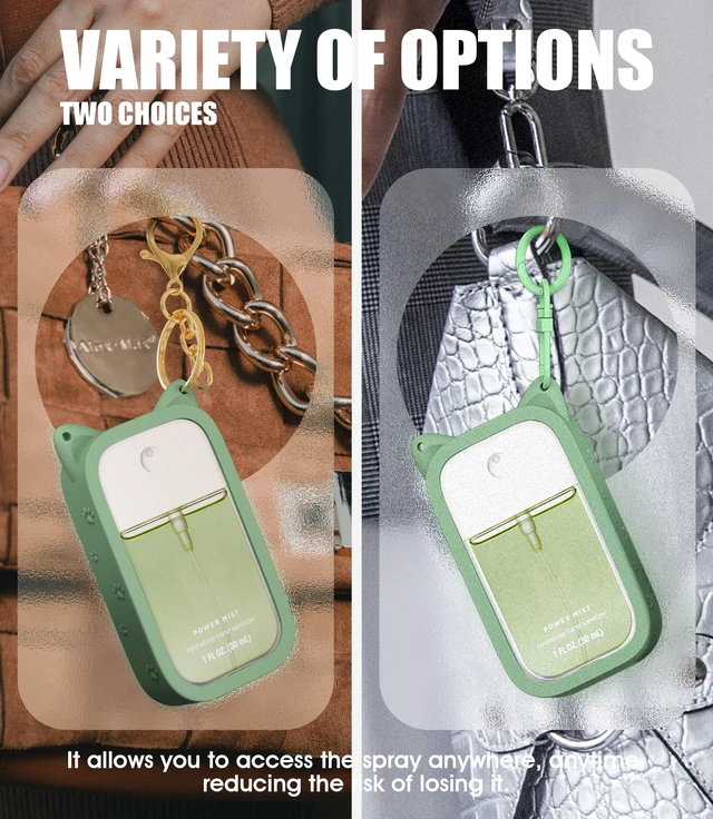 Alt view image 3 of 7 - 1 Pack Silicone Case Compatible with Touchland Hand Sanitizer Spray (Fit for 1 FL OZ/30 mL Ver), Portable keychain Cute Color Ears (Light green)