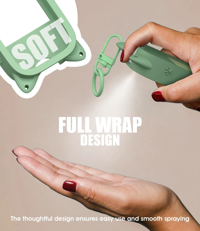 Alt view image 4 of 7 - 1 Pack Silicone Case Compatible with Touchland Hand Sanitizer Spray (Fit for 1 FL OZ/30 mL Ver), Portable keychain Cute Color Ears (Light green)