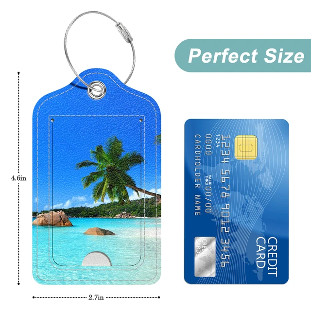 Alt view image 7 of 7 - 3 Pcs PU Leather Luggage Tags with Privacy Flap, Name ID Label | Travel Cruise Luggage Tag for Women Men Baggage Handbag School Bag Backpack, Beach