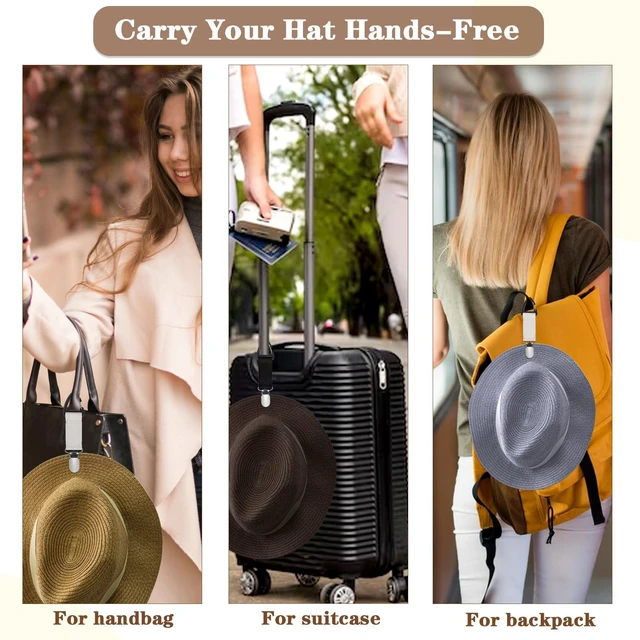 Alt view image 3 of 7 - 4Pcs Travel Hat Clip Elastic Hat Holder for Purse Hands-Free | Bag Accessory for Traveling Bags Backpacks Purses Luggage Outdoor Travel Accessory