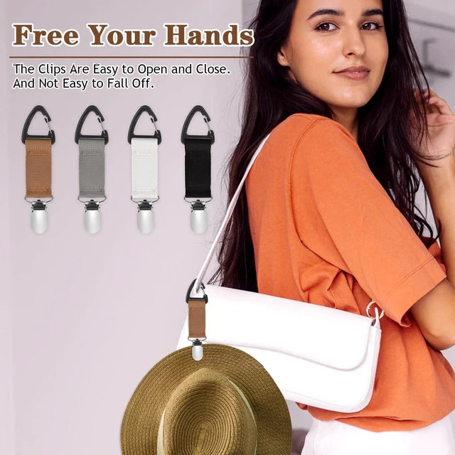 Alt view image 4 of 7 - 4Pcs Travel Hat Clip Elastic Hat Holder for Purse Hands-Free | Bag Accessory for Traveling Bags Backpacks Purses Luggage Outdoor Travel Accessory