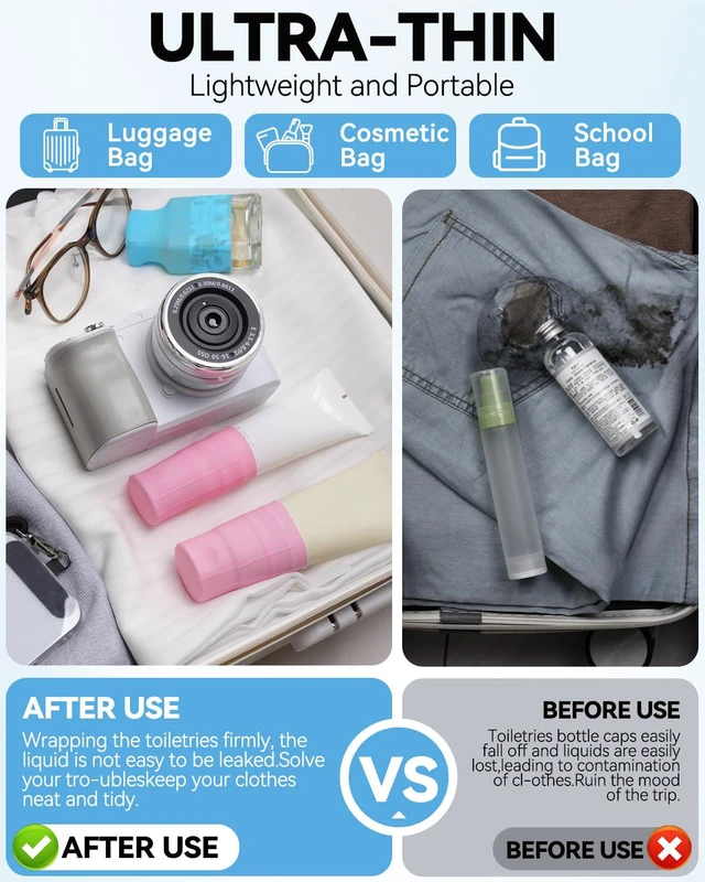 Alt view image 2 of 7 - 16 Pack Silicone Bottle Cover,Travel Essential for Women Men,Leak Proofing | Cruise Ship Essentials 2026,Beach Vacation Essentials,Travel Size Toiletries,Airplane Travels Accessories,Travel Must Haves