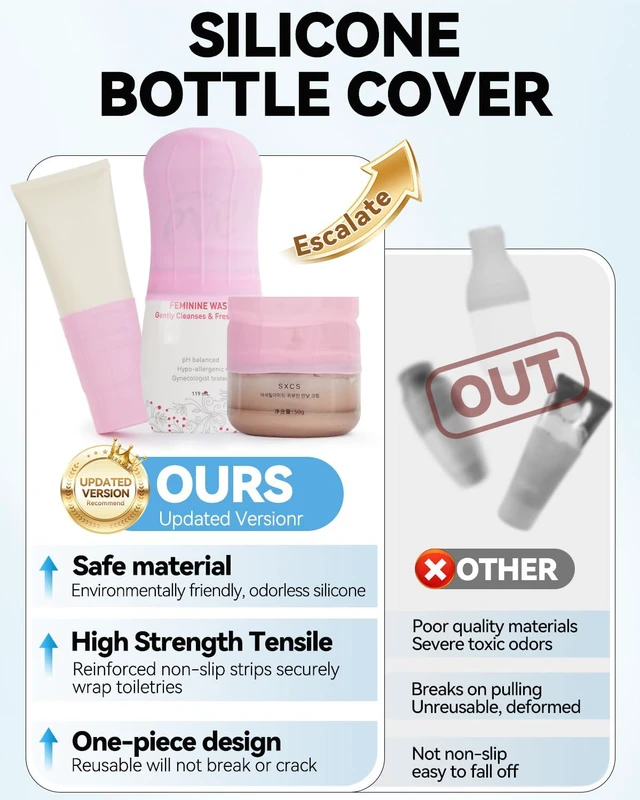 Alt view image 3 of 7 - 16 Pack Silicone Bottle Cover,Travel Essential for Women Men,Leak Proofing | Cruise Ship Essentials 2026,Beach Vacation Essentials,Travel Size Toiletries,Airplane Travels Accessories,Travel Must Haves