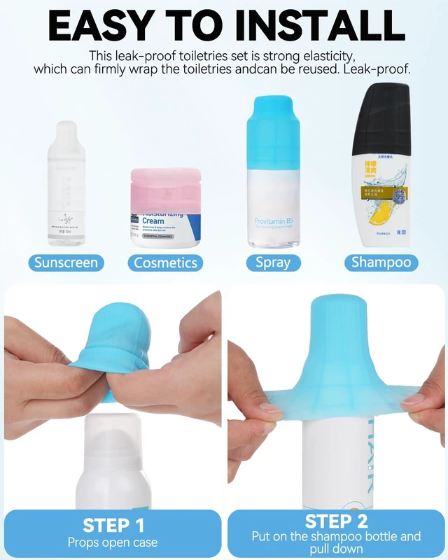 Alt view image 6 of 7 - 16 Pack Silicone Bottle Cover,Travel Essential for Women Men,Leak Proofing | Cruise Ship Essentials 2026,Beach Vacation Essentials,Travel Size Toiletries,Airplane Travels Accessories,Travel Must Haves