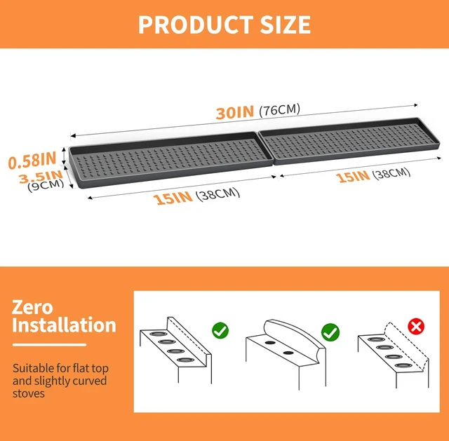Alt view image 7 of 7 - 30" Magnetic Stove Top Shelf Spice Rack Storage, Silicone Top Heat Material Stove Rack Shelf Flexible Seasoning Organizer Kitchen Shelves Gadgets with 2 Functional Prtitions for Kitchen Grey